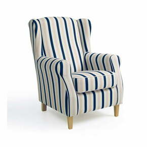 Modro-bel črtasti fotelj Max Winzer Lorris