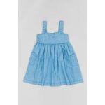 Obleka za dojenčka zippy - modra. Obleka za dojenčke iz kolekcije zippy. Nabran model, izdelan iz jeansa.