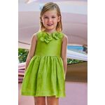 Otroška obleka z mešanico lanu Mayoral zelena barva - zelena. Otroški obleka iz kolekcije Mayoral. Model izdelan iz enobarvne tkanine. Model iz izjemno udobne, zračne tkanine.