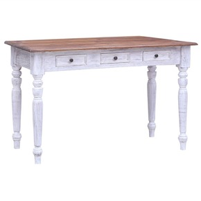 VidaXL Pisalna miza s predali bela 117x57x75 cm trden predelan les