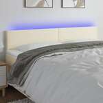 vidaXL LED posteljno vzglavje krem 180x5x78/88 cm umetno usnje