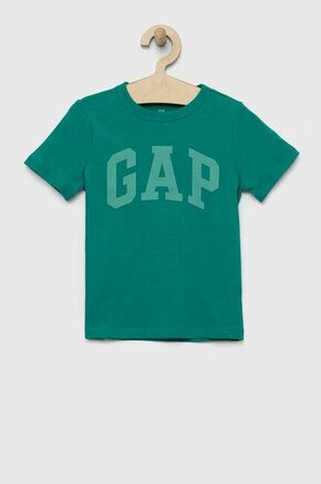 Otroška bombažna kratka majica GAP zelena barva - zelena. Otroške kratka majica iz kolekcije GAP. Model izdelan iz tanke