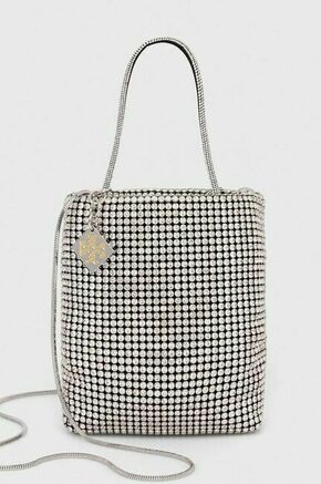 Torbica Tory Burch srebrna barva - srebrna. Majhna torbica iz kolekcije Tory Burch. Model na zapenjanje