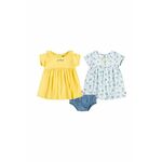 Obleka za dojenčka Levi's 2-pack - modra. Obleka za dojenčke iz kolekcije Levi's. Nabran model, izdelan iz tkanine.