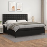 Box spring postelja z vzmetnico črna 200x200 cm umetno usnje - vidaXL - črna - 93,4 - 200 x 200 cm - vidaXL
