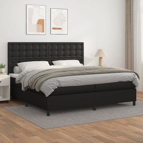 Box spring postelja z vzmetnico črna 200x200 cm umetno usnje - vidaXL - črna - 93
