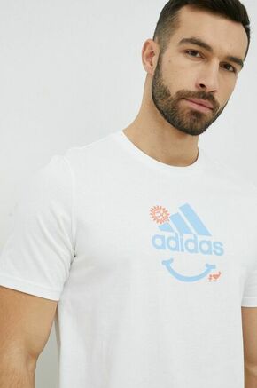Bombažna kratka majica adidas bela barva - bela. Lahkotna kratka majica iz kolekcije adidas. Model izdelan iz tanke