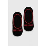 Nogavice HUGO 3-pack moški, črna barva - črna. Kratke nogavice iz kolekcije HUGO. Model izdelan iz elastičnega materiala. V kompletu so trije pari.