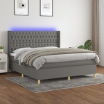 Box spring postelja z vzmetnico LED temno siva 180x200 cm blago - vidaXL - Siva - 86,69 - 180 x 200 cm - vidaXL