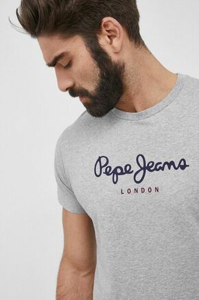 Bombažna kratka majica Pepe Jeans Eggo N siva barva - siva. Kratka majica iz kolekcije Pepe Jeans. Model izdelan iz tanke