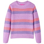 vidaXL Otroški pulover črtast pleten lila in roza 128