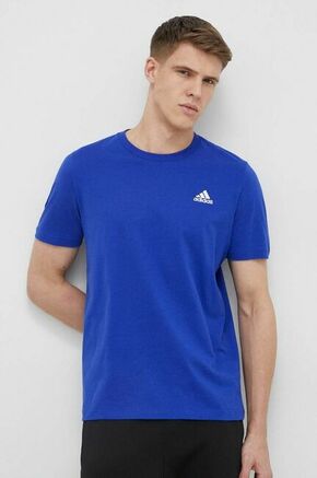 Bombažna kratka majica adidas - modra. Kratka majica iz kolekcije adidas. Model izdelan iz enobarvne pletenine. Visokokakovosten