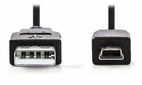WEBHIDDENBRAND NEDIS USB 2.0 kabel/ vtič A - 5-pinski mini USB vtič/ črn/ v razsutem stanju/ 2 m