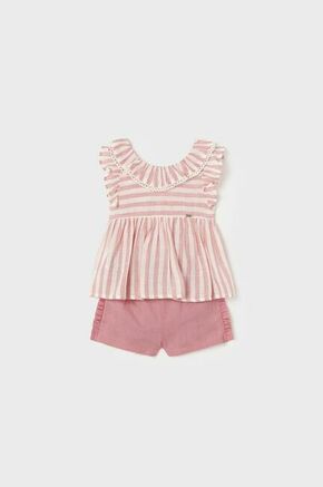 Komplet za dojenčka Mayoral roza barva - roza. Komplet za dojenčke iz kolekcije Mayoral. Model izdelan iz vzorčaste tkanine.
