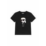 Otroška bombažna kratka majica Karl Lagerfeld črna barva - črna. Otroške kratka majica iz kolekcije Karl Lagerfeld. Model izdelan iz udobne pletenine.