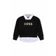 Otroški pulover BOSS črna barva - črna. Otroški pulover iz kolekcije BOSS. Model izdelan iz pletenine z nalepko.