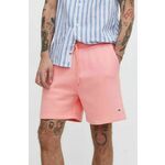 Kratke hlače Tommy Jeans moški, roza barva - roza. Kratke hlače iz kolekcije Tommy Jeans. Model izdelan iz enobarvnega materiala. Model z mehko oblazinjeno notranjostjo zagotavlja mehkobo in povečuje udobje.