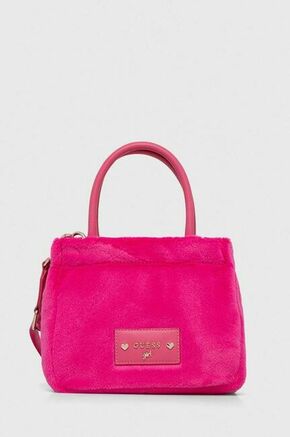 Otroška torbica Guess roza barva - roza. Otroški Srednje velika torbica iz kolekcije Guess. Model na zapenjanje