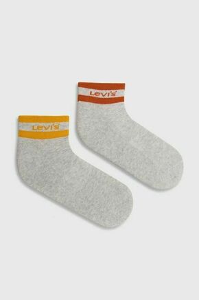 Nogavice Levi's 2-pack siva barva - siva. Nogavice iz kolekcije Levi's. Model izdelan iz elastičnega materiala. V kompletu sta dva para.
