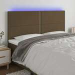 vidaXL LED posteljno vzglavje temno rjavo 180x5x118/128 cm blago