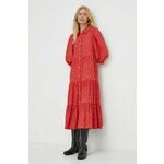 Obleka Levi's rdeča barva - rdeča. Obleka iz kolekcije Levi's. Model izdelan iz vzorčaste tkanine. Zaradi vsebnosti poliestra je tkanina bolj odporna na gubanje.