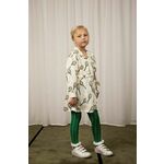 Otroška obleka Mini Rodini bela barva - bela. Otroški obleka iz kolekcije Mini Rodini. Nabran model, izdelan iz vzorčaste tkanine.