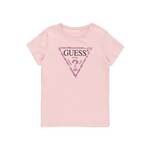 Otroški bombažen t-shirt Guess - roza. Otroški T-shirt iz kolekcije Guess. Model izdelan iz tanke, rahlo elastične pletenine.