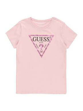 Otroški bombažen t-shirt Guess - roza. Otroški T-shirt iz kolekcije Guess. Model izdelan iz tanke