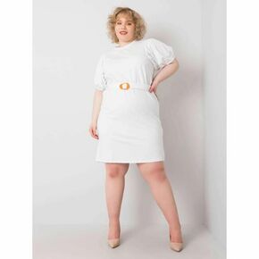 BASIC FEEL GOOD Ženska plus velikost obleka s pasom MYLAH bela RV-SK-6636.88_365062 XL