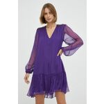 Svilena obleka Nissa vijolična barva, - vijolična. Obleka iz kolekcije Nissa. Raven model izdelan iz tkanine z nalepko. Zračen material, občutljiv na dotik.