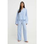Bombažna pižama Polo Ralph Lauren 4P8004 - modra. Pižama iz kolekcije Polo Ralph Lauren. Model izdelan iz vzorčaste tkanine. Model iz tankega materiala je idealen za toplejše letne čase.