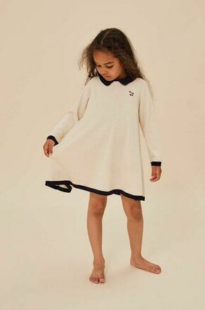 Otroška bombažna obleka Konges Sløjd bela barva - bela. Obleka iz kolekcije Konges Sløjd. Model izdelan iz elastične bombažne pletenine.