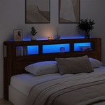 vidaXL LED posteljno vzglavje rjavi hrast 220x18,5x103,5 cm inž. les