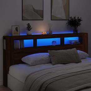 VidaXL LED posteljno vzglavje rjavi hrast 220x18