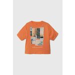 Otroška bombažna kratka majica zippy oranžna barva - oranžna. Otroške kratka majica iz kolekcije zippy, izdelana iz tanke, elastične pletenine. Model iz izjemno udobne bombažne tkanine.