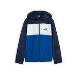 Otroška jakna Puma ESS+ CB Windbreaker mornarsko modra barva - mornarsko modra. Otroška jakna iz kolekcije Puma. Prehoden model, izdelan iz lahkega blaga. Model z dvignjenim ovratnikom zagotavlja dodatno zaščito pred mrazom.