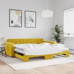 shumee Izvlečna dnevna postelja z vzmetnicami rumena 100x200 cm žamet