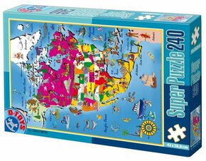 WEBHIDDENBRAND D-TOYS Puzzle Zemljevid Severne Amerike 240 kosov