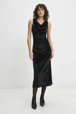 Obleka iz velurja Answear Lab črna barva - črna. Obleka iz kolekcije Answear Lab. Model izdelan iz velur pletenine. Model iz mehke in na otip prijetne tkanine.
