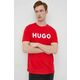 Bombažna kratka majica HUGO rdeča barva - rdeča. Ohlapna kratka majica iz kolekcije HUGO. Model izdelan iz tanke, elastične pletenine.