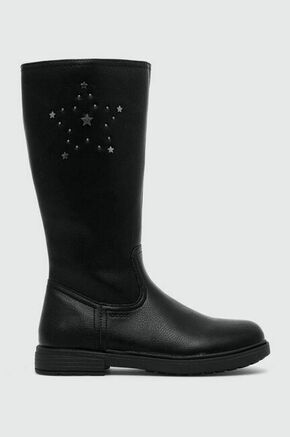 Otroški elegantni škornji Geox črna barva - črna. Otroški Elegantni škornji iz kolekcije Geox. Model je izdelan iz ekološkega usnja. Model z gumijastim podplatom