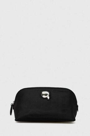Kozmetična torbica Karl Lagerfeld črna barva - črna. Majhna kozmetična torbica iz kolekcije Karl Lagerfeld. Model izdelan iz tekstila in volne.