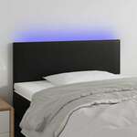 Greatstore LED posteljno vzglavje črno 100x5x78/88 cm umetno usnje