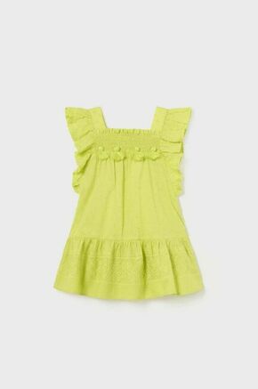 Otroška bombažna obleka Mayoral zelena barva - zelena. Obleka za dojenčke iz kolekcije Mayoral. Ohlapen model izdelan iz enobarvne pletenine.