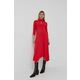 Obleka Liviana Conti rdeča barva - rdeča. Obleka iz kolekcije Liviana Conti. Nabran model izdelan iz enobarvne tkanine.