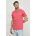 Kratka majica BOSS moški, roza barva - roza. Kratka majica iz kolekcije BOSS, izdelana iz tanke, elastične pletenine. Model iz izjemno udobne tkanine z visoko vsebnostjo bombaža.