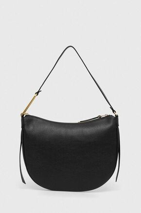 Usnjena torbica Coccinelle črna barva - črna. Srednje velika nakupovalna torbica iz kolekcije Coccinelle. Model na zapenjanje