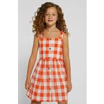 Mayoral bombažna obleka za otroke - oranžna. Otroška obleka iz kolekcije Mayoral. Širok model, izdelan iz vzorčaste tkanine.
