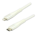 Logo Kabel USB (2.0), USB C moški - Apple Lightning moški, 1 m, certifikat MFi, 5V/3A, bel, škatla, najlonski oplet, aluminij