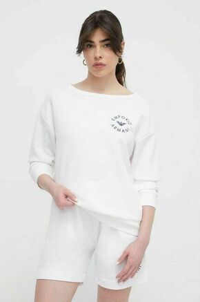 Majica za na plažo Emporio Armani Underwear bela barva - bela. Bluza za na plažo iz kolekcije Emporio Armani Underwear. Model izdelan iz materiala z nalepko. Izjemno udobna tkanina z visoko vsebnostjo bombaža.